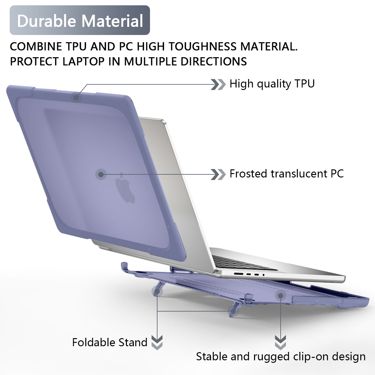 MacBook Pro 14 16 inch Case Heavy Duty Hard Protective Cover (Lavender Grey)