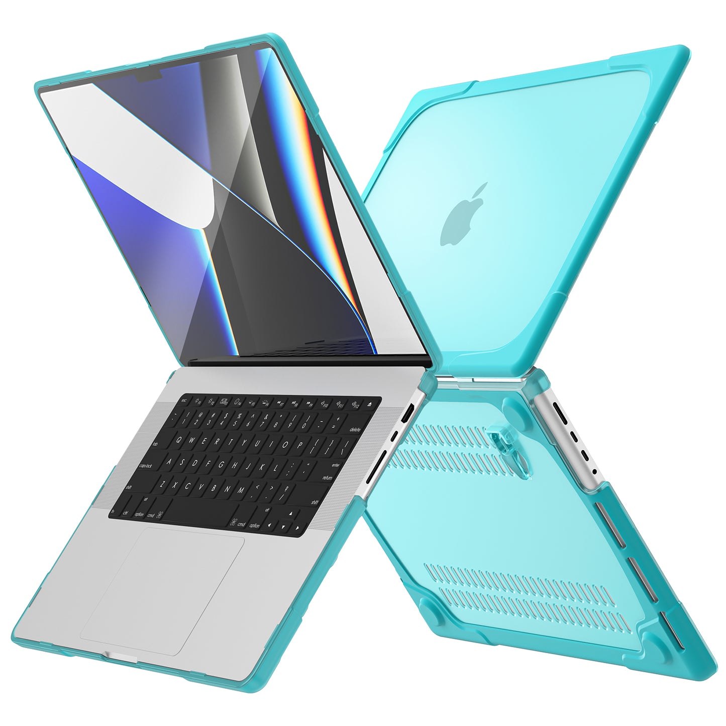 MacBook Pro 14 16 inch Case Heavy Duty Hard Protective Cover (Cyan)