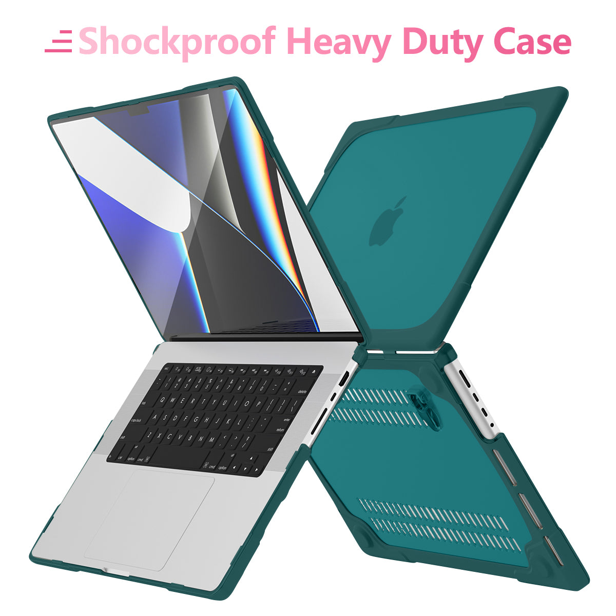 MacBook Pro 14 16 inch Case Heavy Duty Hard Protective Cover (Teal)