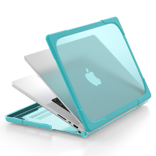 MacBook Pro 14 16 inch Case Heavy Duty Hard Protective Cover (Cyan)