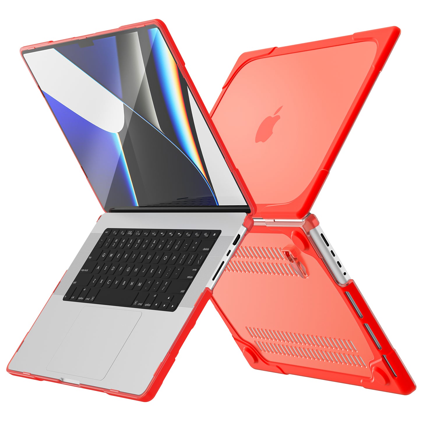 MacBook Pro 14 16 inch Case Heavy Duty Hard Protective Cover (Red)